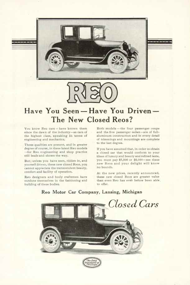 1922 REO Auto Advertising